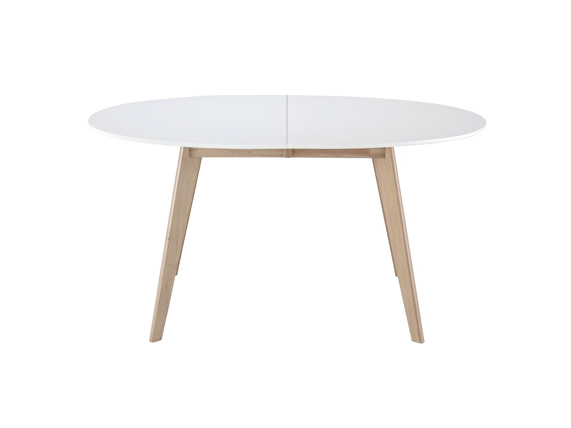 Mesa Extensible Oval Blanca Y Madera Clara L150-200 Leena MILIBOO