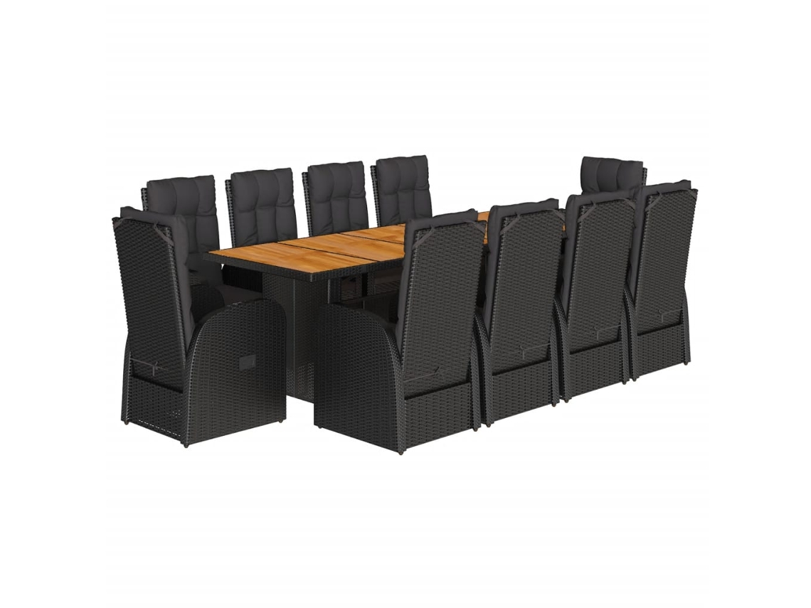 Maison Exclusive - Set De Comedor Jardín 11 Pzas Con Cojines Ratán Sintético Negro