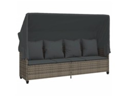 Tumbona con dosel y cojines, mimbre, patas grises, MAISON EXCLUSIVE (sin dimensiones)