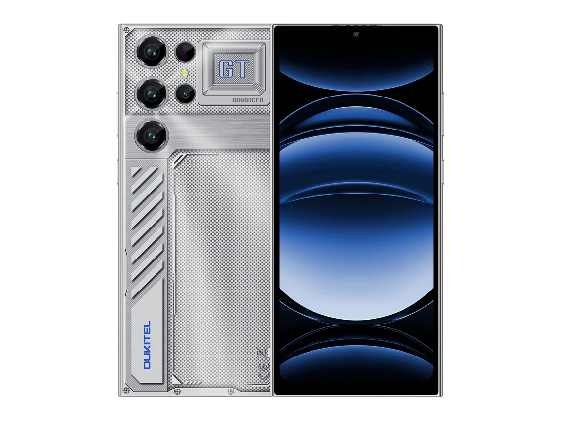 Smartphone Oukitel C61 GT 8 / 256 GB, pantalla de 6,88'' a 90 Hz, 24 GB de RAM ampliable, batería de 5150 mAh, NFC, Android 15, 4G, doble SIM, color plata