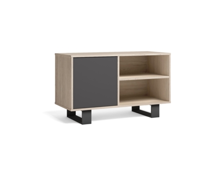 Mueble de TV SKRAUT HOME 100 Wind con Puerta Izquierda (Roble - Melamina - 95 x 40 x 57 cm)