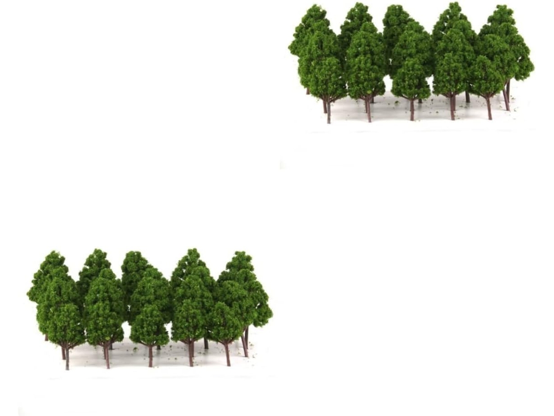 Kits De Maquetas De Ferrocarril En Miniatura De 40 Piezas Con Decoración Verde.