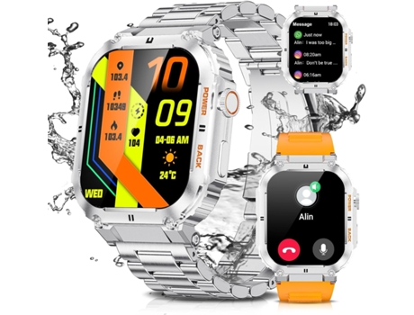 Reloj Inteligente (Responder/Marcar Llamadas), Pantalla Táctil HD de 1.96'', 100 Modos Deportivos, Smartwatch de 400 mAh con Monitoreo de Ritmo BIS...