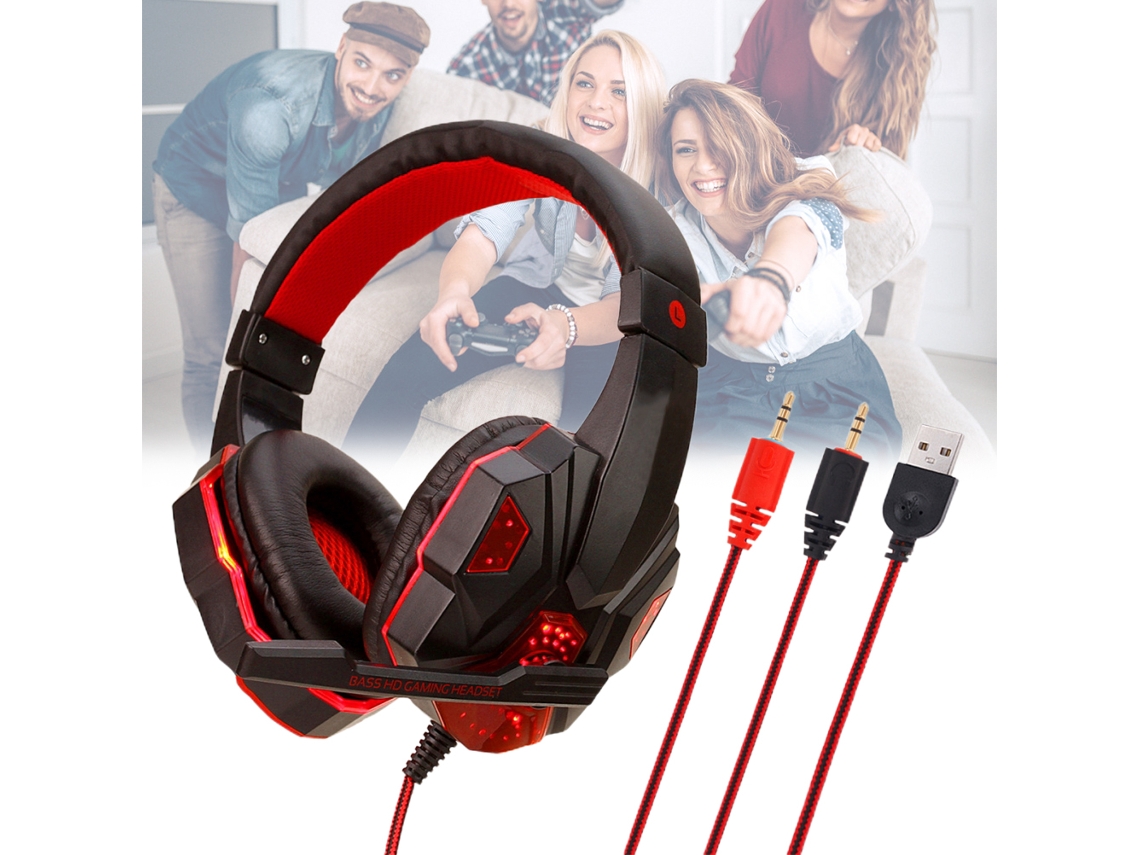 Fone De Ouvido Para Ps4 Ps5 Xbox One Pc Com Luz Led Microfone Omnidirecional 40mm Headset Gamer
