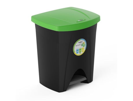 PLASTIKEN Nature - Cubo de Basura de Reciclaje con Pedal 25L para Cocina. Verde