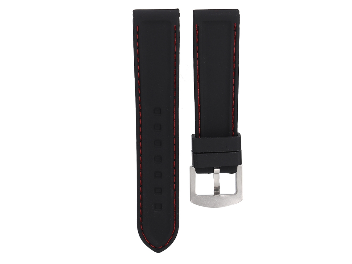 Correa Ajustable De Reloj De Silicona Para Repuesto (líneas Rojas 22mm)