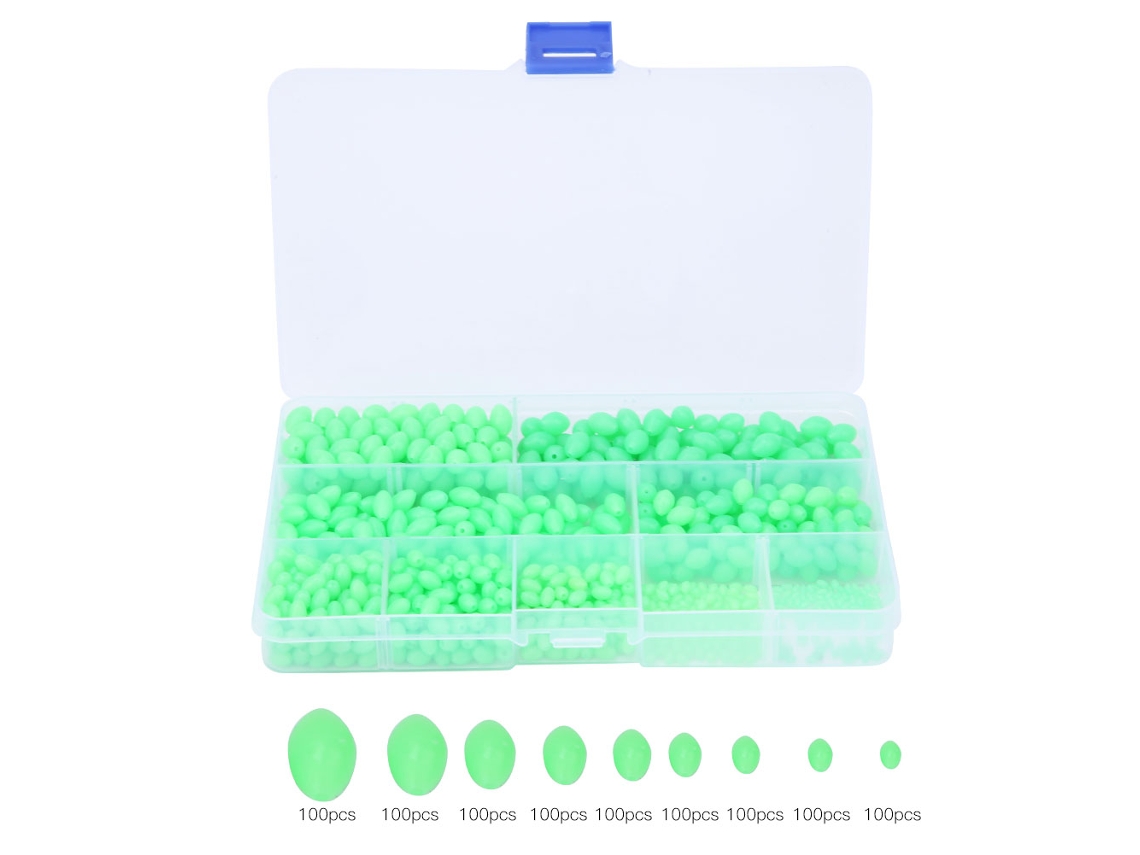 Kit De 900 Perlas De Pesca Luminosas Antiderrame Para Agua Dulce Y Salada Con Varios Diseños.