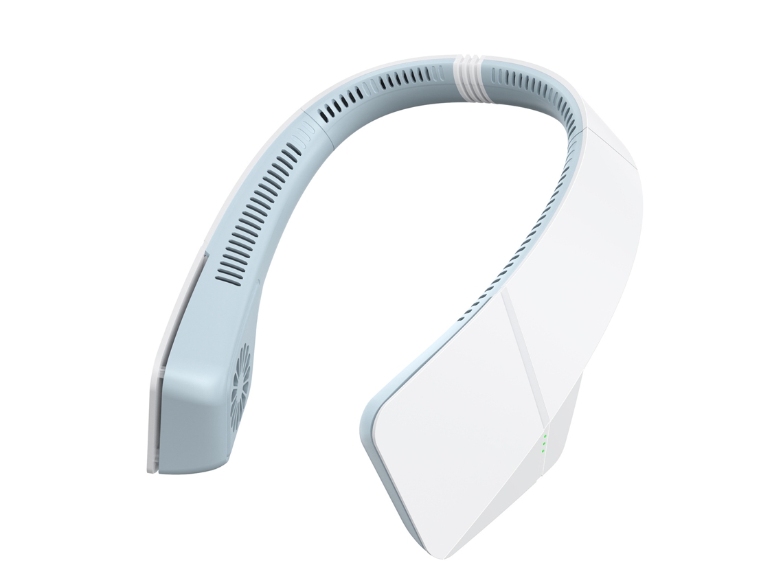 (azul Y Blanco) Ventilador De Cuello Silencioso Portátil - Recargable Por Usb - Diseño Sin Hojas - Velocidad Del Viento De 3 Velocidades