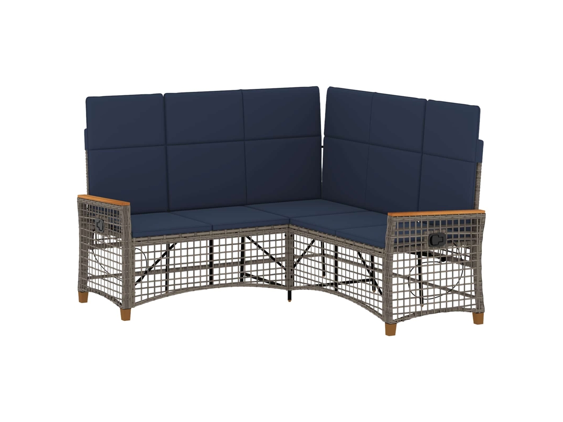 Maison Exclusive - Conjunto De Sofá Reclinable De Jardín Manual Gris Y Azul Marino