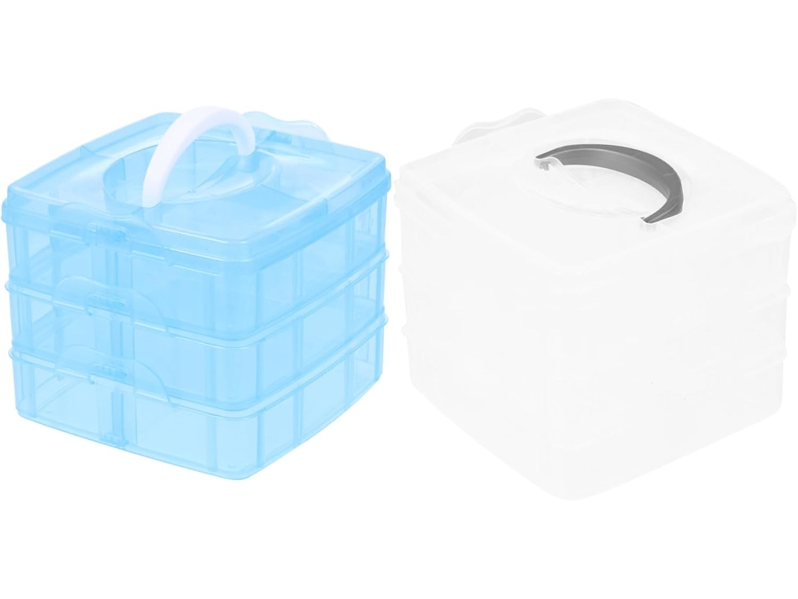 Caja de almacenamiento de herramientas de tela de 2 piezas, organizador portátil para botones, alfileres y broches.