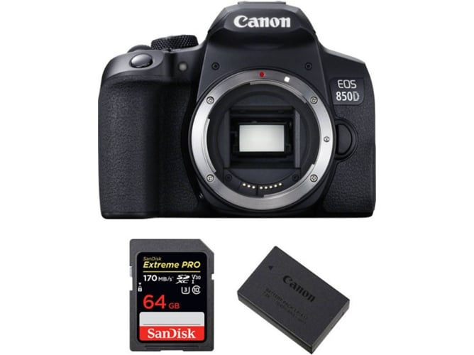 Kit Cámara Réflex CANON EOS 850D + SanDisk 64GB + LP-E17