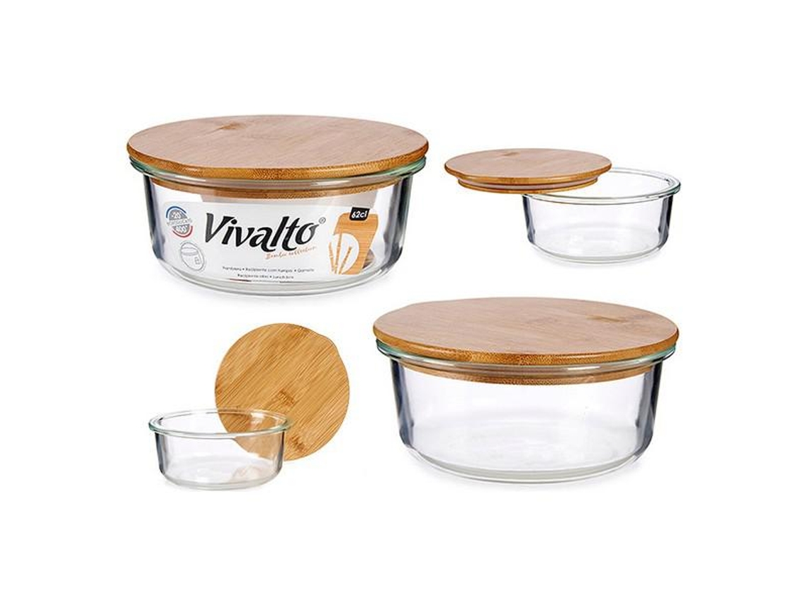 Fiambrera Borosilicato Hermética Tapa Bambú