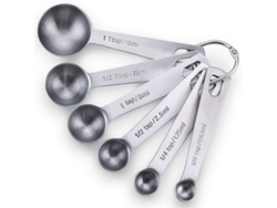 2026-8381-juego De 6 Cucharas Medidoras De Acero Inoxidable 430 Con Medidas Tbsp/tsp Y Ml Para Cocina Y Repostería