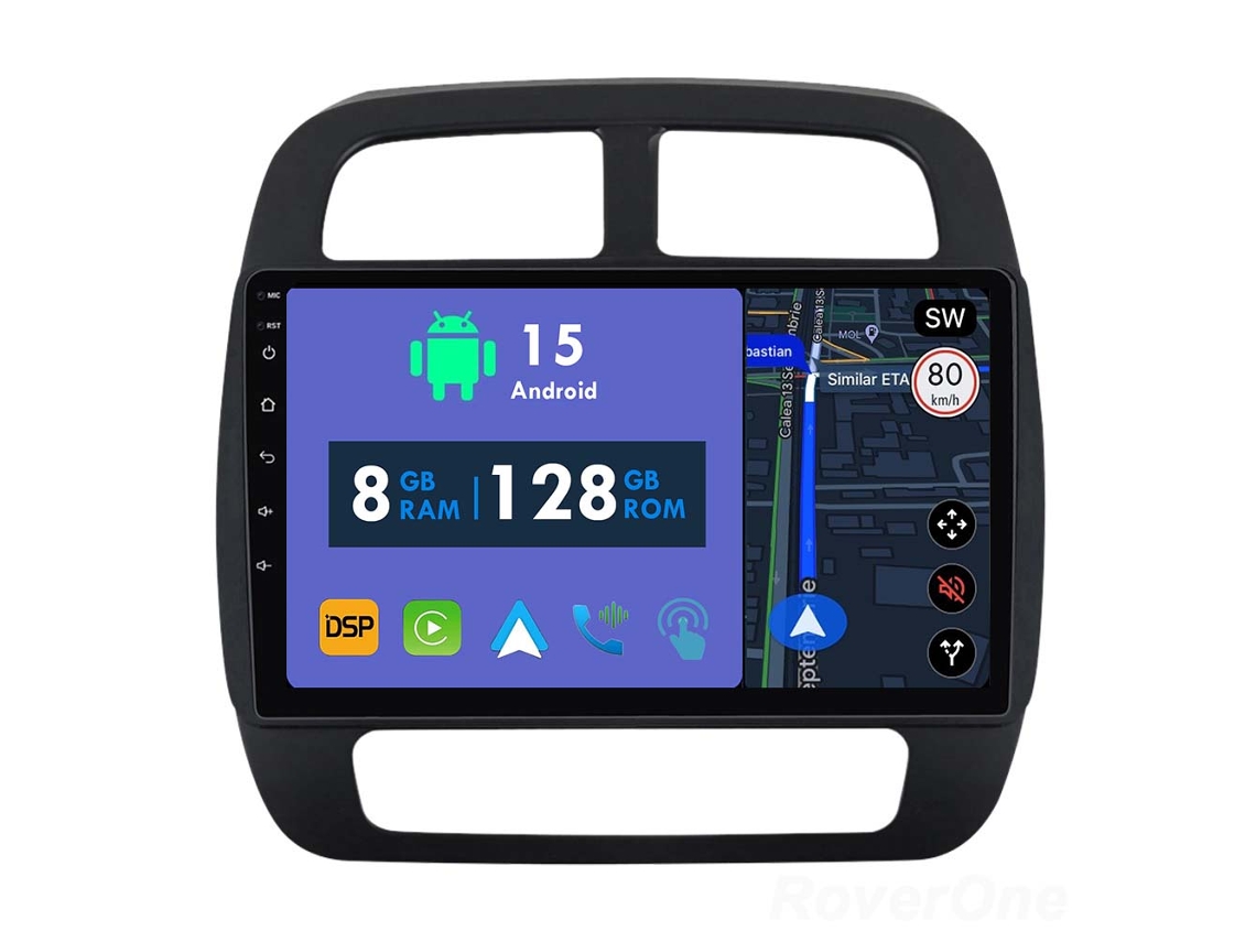 Coche Radio Android Auto Autoradio 8GB RAM 128G ROM CarPlay Navegación GPS Pantalla Táctil RoverOne para Renault Kwid 2015 - 2019 