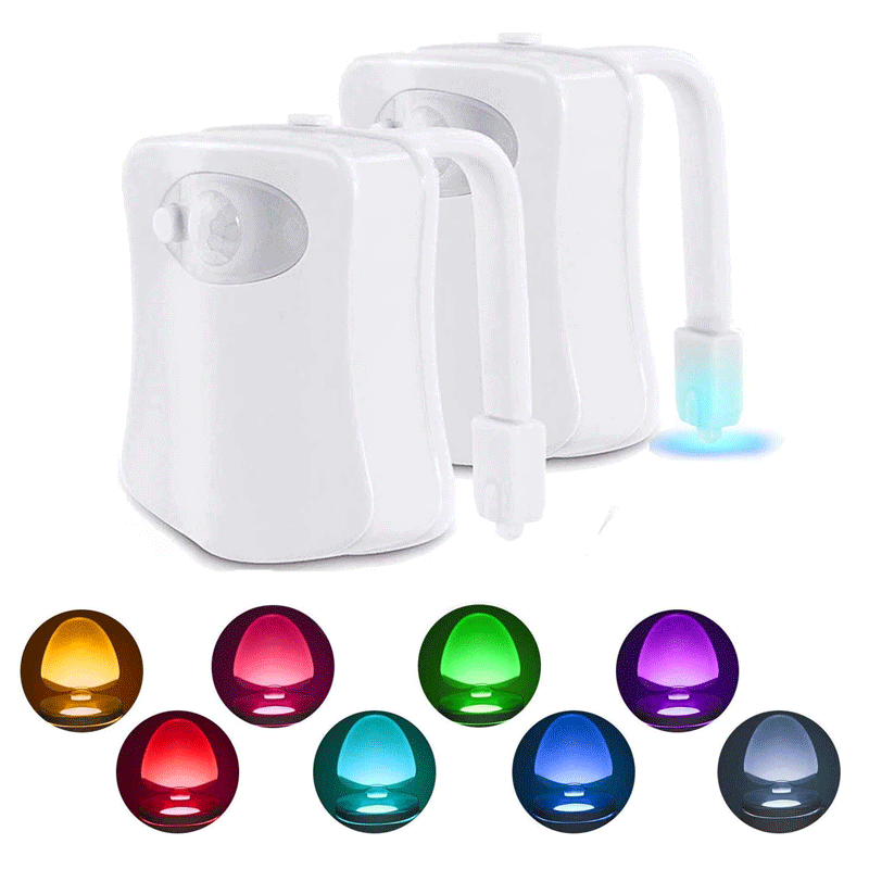 HYMNORA Luz nocturna brillante, luz para inodoro con sensor de movimiento, luz inteligente para baño, brazo flexible con LED de colores, regalo ideal para fam