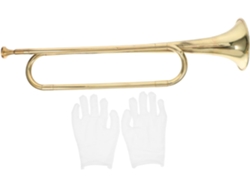 Trompeta infantil chapada en oro con guantes.