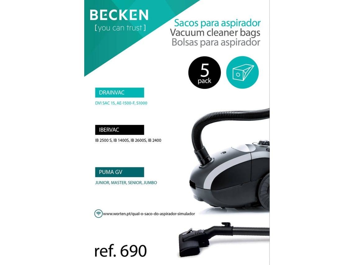 Bolsa de Aspiradora BECKEN Referencia 690 (5 unidades)