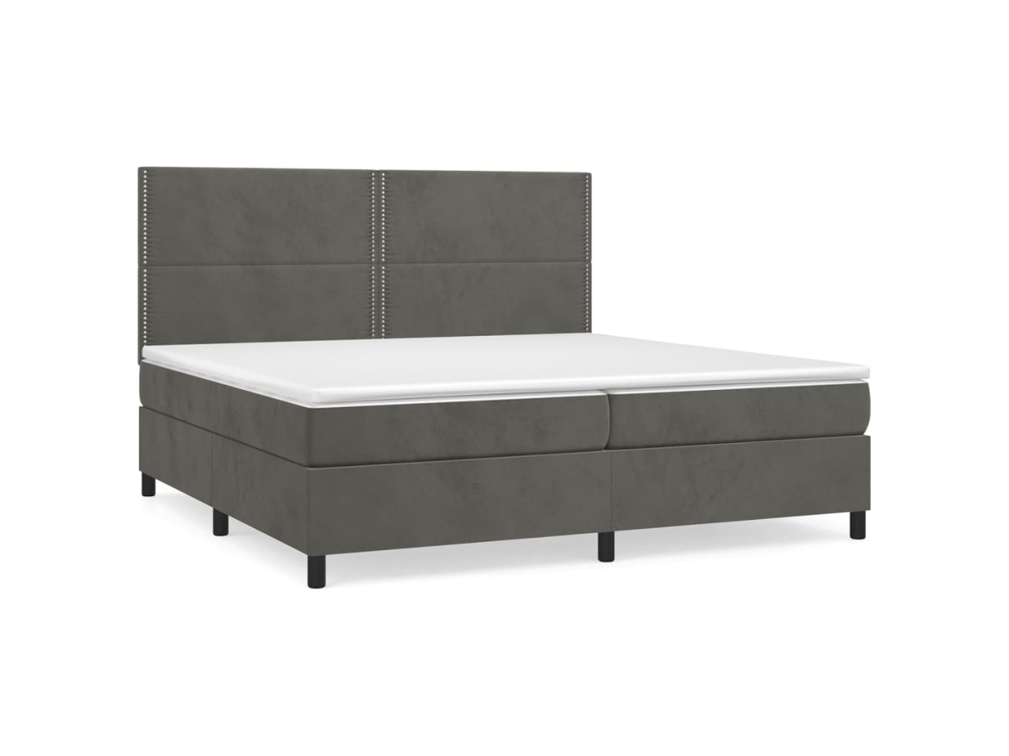 Maison Exclusive - Cama Box Spring Con Colchón Terciopelo Gris Oscuro 200x200 Cm