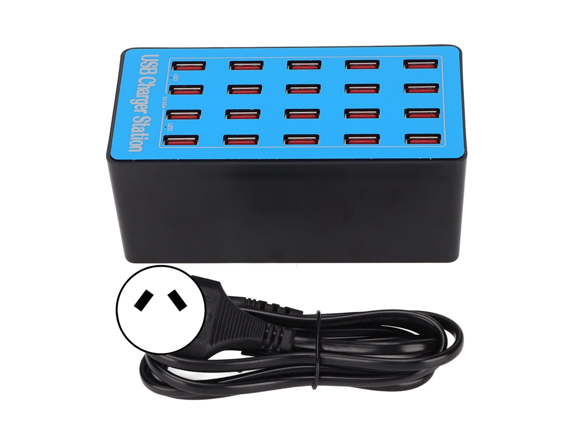 Carregador Usb Rápido 20 Portas 5v 20a 100w Hub De Carregamento Com Ventilador Para Celular Tablet