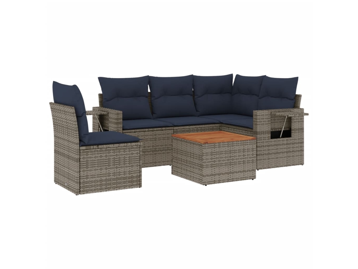 Maison Exclusive - Conjunto De Sofá De Jardín De 6 Piezas Con Cojines, Poliratán Gris