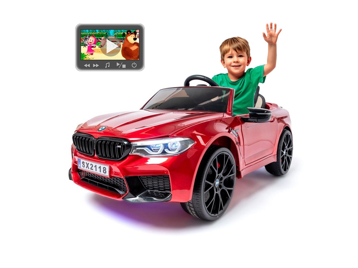 Coche eléctrico infantil BMW M5 con función Drift, rojo, Ataa