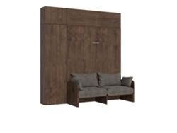 Cama de Matrimonio Sofá Kentaro Noce Columna Mueble Popa ITAMOBY Marrón (220x100x94cm)