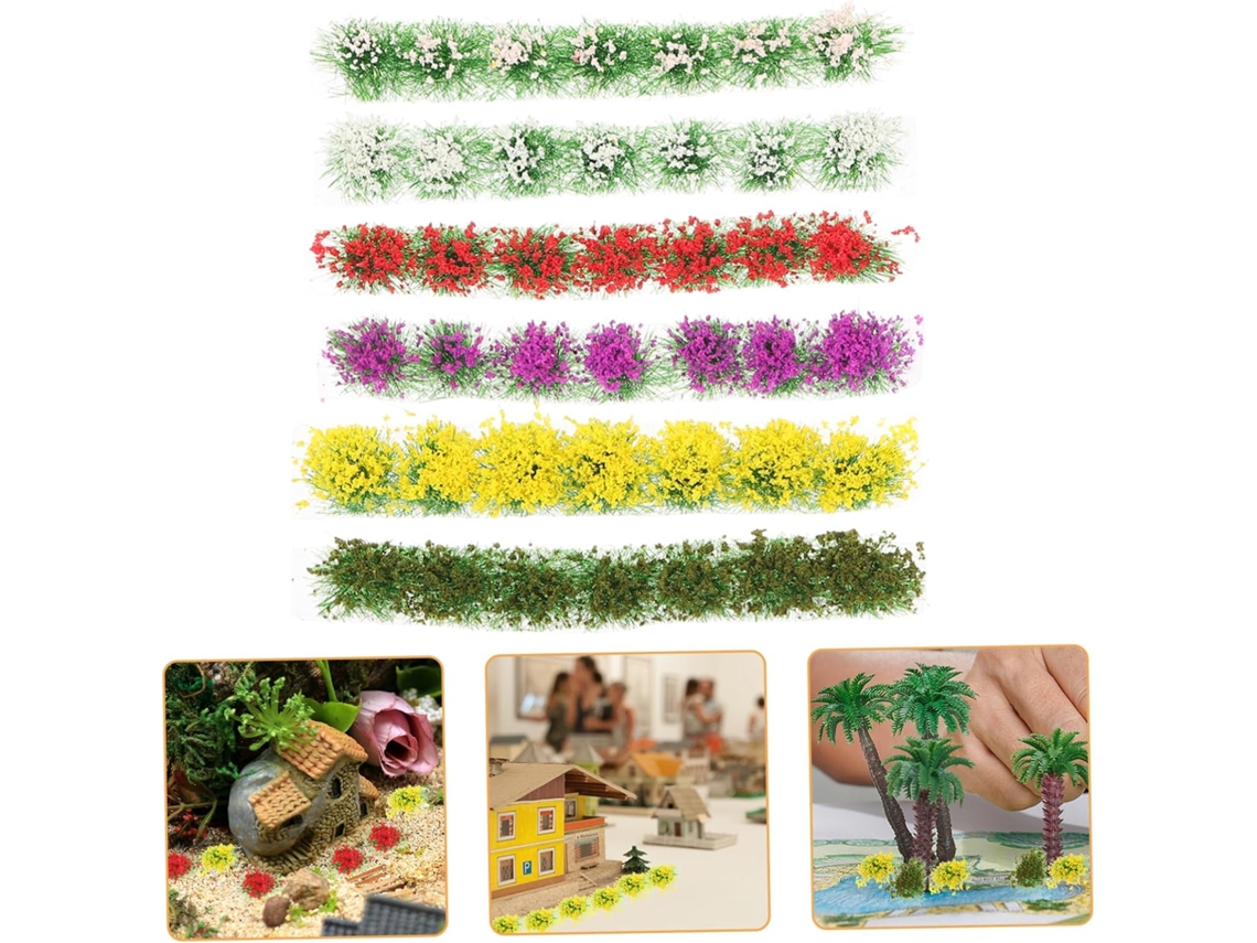 Juego de 6 cajas con arreglos florales en miniatura, accesorios para decoración de jardines y manualidades.