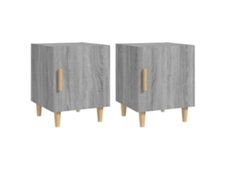 Mesa de Cabeceira LOVELY HOME Mesinha 2 Pcs Derivados de Madeira Cinzento Sonoma