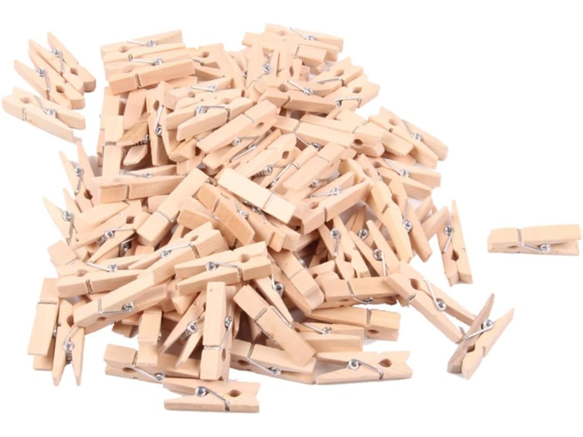 Juego 200 Pinzas Madera Sujetar Fotos Álbumes Recortes Decoración Hogar