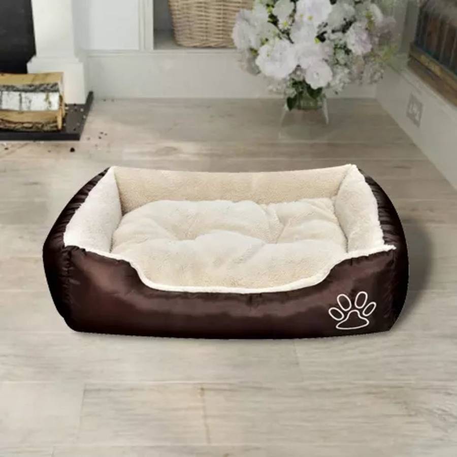 Cama para Perros VIDAXL Acolchado (Marrón - Tejido - Tamaño XXL)