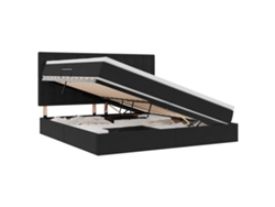Syfax™ Cama Con Almacenamiento Y Colchón Negro 200 X 200 Cm Terciopelo