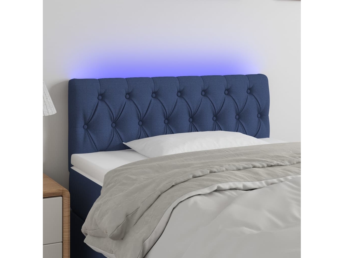 Cabecero Con Led De Tela Azul 100x7x78/88 Cm