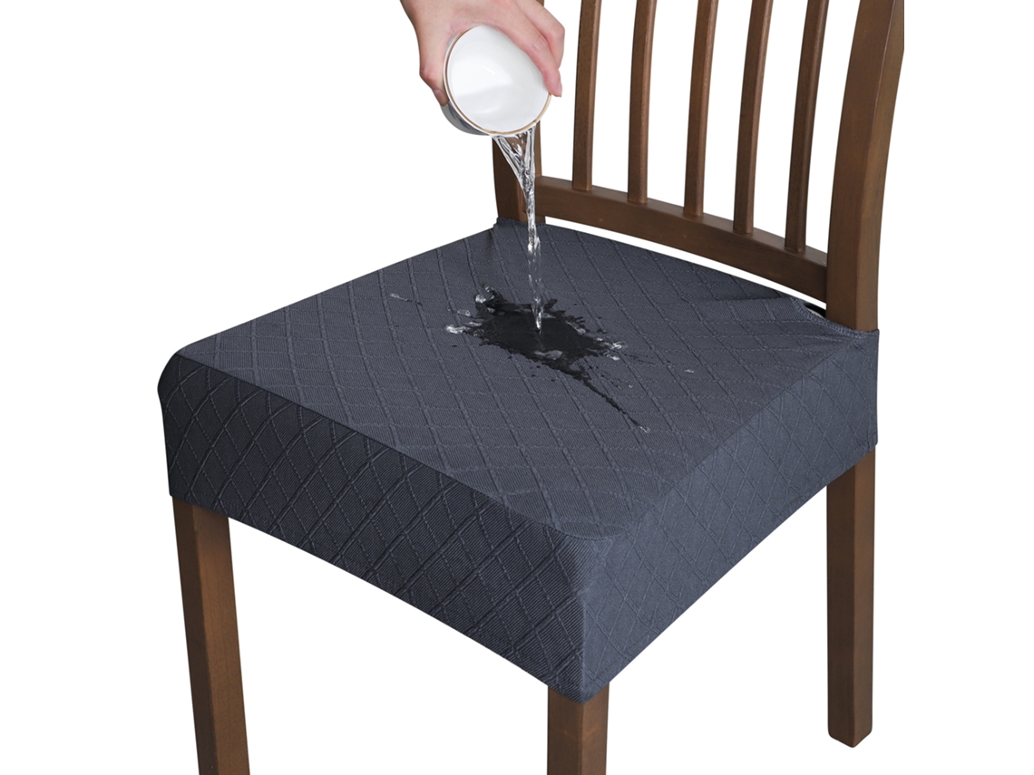 1 paquete de funda protectora extraíble para silla de comedor para el hogar, restaurante-grano de maíz-gris profundo-Tamanho universal LUUCOZK