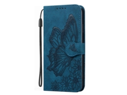 Funda Tipo Cartera Con Tapa Retro Para Oppo Find X2 Lite Con Estampado De Mariposas - Azul