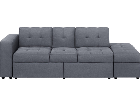 Sofá Cama con Reposapiés Falster (Gris - Poliéster -94x210x71 cm)