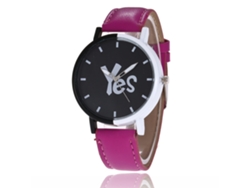Reloj De Pulsera De Cuarzo Para Hombre Y Mujer, De Piel Sintética, Con Patrón De Palabras En Color Púrpura.