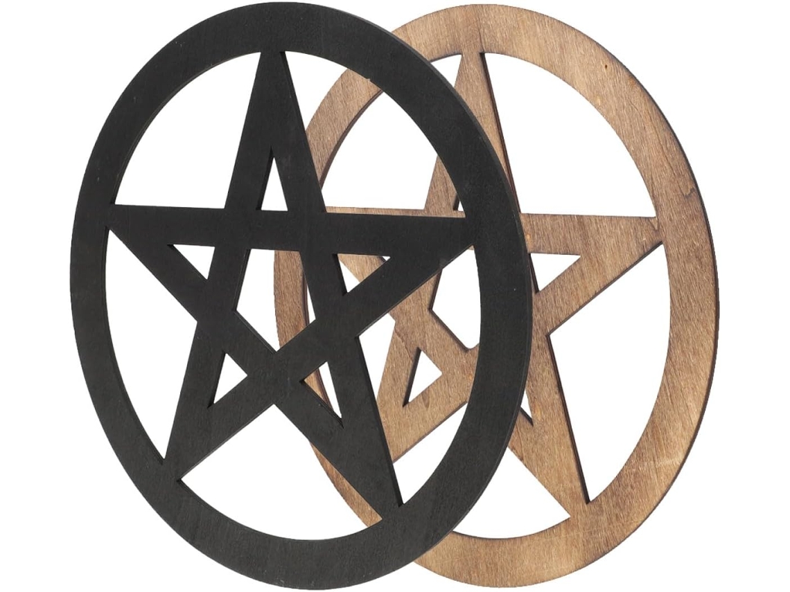Adornos Altar Madera Forma Pentáculo Cinco Puntas Decoración Práctica Creativa Ambiente Festivo Hogar Único
