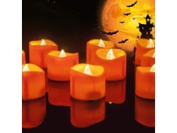 Paquete De 12 Velas Led Naranjas Con Forma De Calabazas Que Rebotan, Ideales Para Halloween.