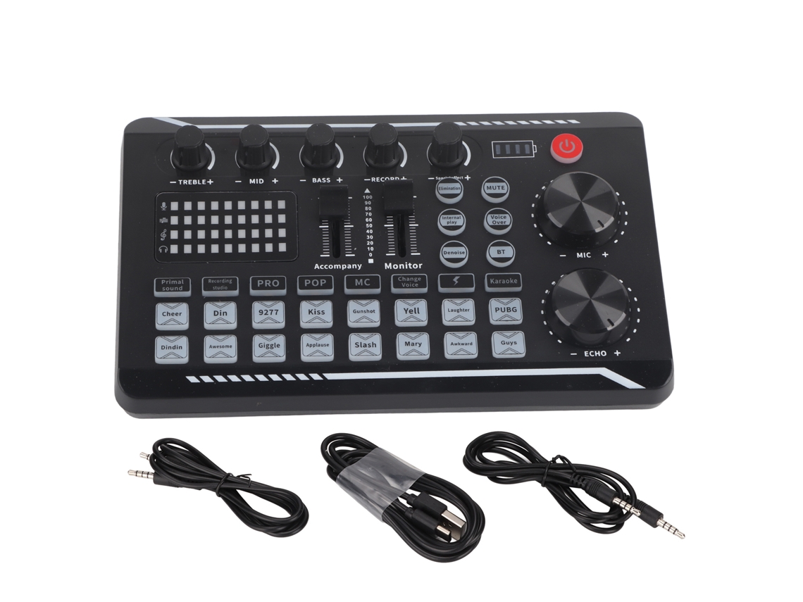 Placa De Som Ao Vivo F998 16 Bits 44.1khz Mixer Dual Channel Compatível Com Celular E Computador
