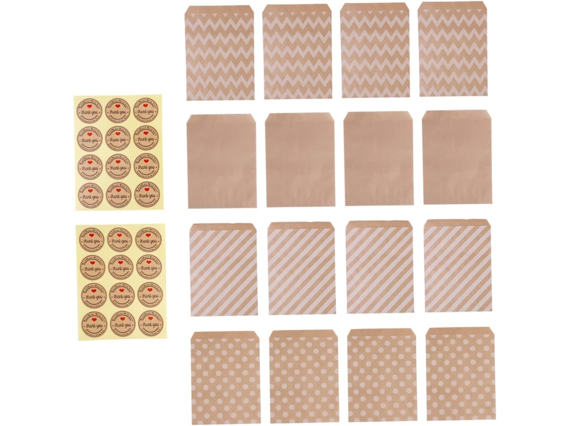 Bolsas de papel kraft para dulces y regalos, 48 unidades, juego de pegatinas, SE Safe para Pad Gokoco