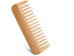 Peine De Bambú De Dientes Anchos Para Desenredar El Cabello, Inalámbrico, Estilo Natural, Antiestático.
