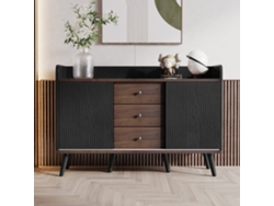 Aparador 117,5x40x80 Cm - Tres Cajones, Diseño Moderno En Madera - Negro