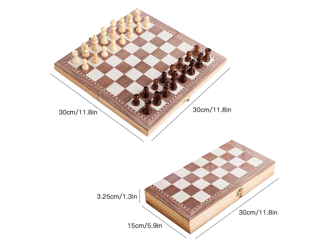 2026-set De Ajedrez De Madera Multifuncional 3 En 1 Tablero Plegable Ajedrez Damas Y Backgammon Juguetes Educativos Viaje