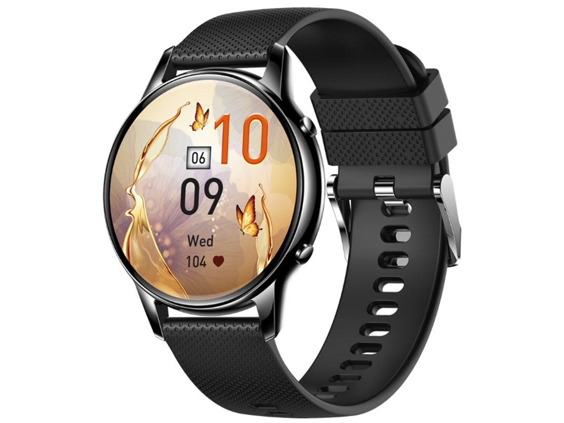 Smartwatch con Pantalla Amoled Full Touch de 1 32 Pulgadas Bluetooth Llamadas Funciones Salud Mujer y Diseño Redondo Negro YEMAESRE