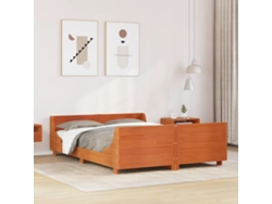 Cama Sin Colchón Madera Maciza De Pino Marrón Cera 120x200 Cm