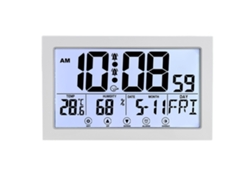 Reloj de pared digital con pantalla táctil, termómetro e higrómetro, alarma electrónica