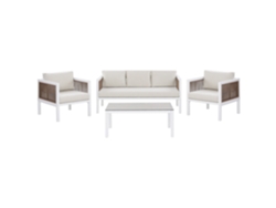 Conjunto de jardín 5 plazas de metal blanco/marrón/beige BELIANI Borello