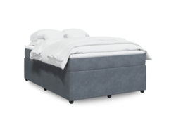Cama Box Spring Con Colchón Terciopelo Gris Oscuro 160x200 Cm