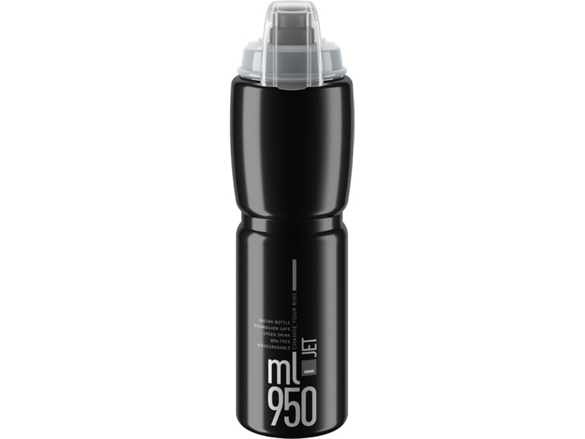 Botella ELITE Bidon Jet Plus Negro Logo Gris (950 ml)