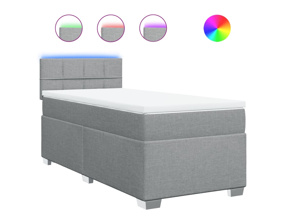 Maison Exclusive - Cama Box Spring Con Colchón Tela Gris Claro 80x200 Cm
